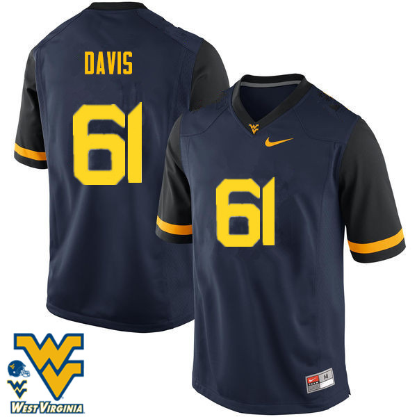 NCAA Men's Zach Davis West Virginia Mountaineers Navy #61 Nike Stitched Football College Authentic Jersey MY23B00RZ